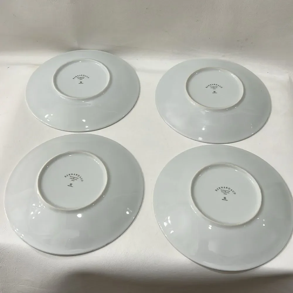 French White Porcelain 6 1/2 In Bread & Butter Salad Plates Saucers Set Of 4
